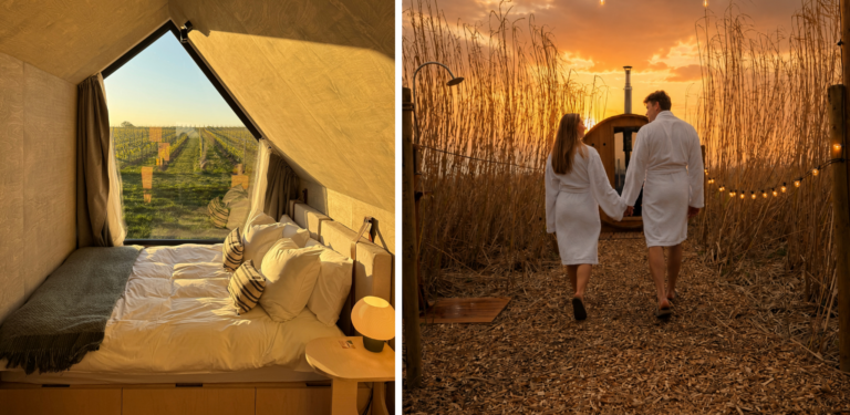 Discover IBÙ Experience: two designer tiny houses in the vineyards of Domaine de Mehaignoul, Namur. Nordic bath, sauna & vineyard views await.