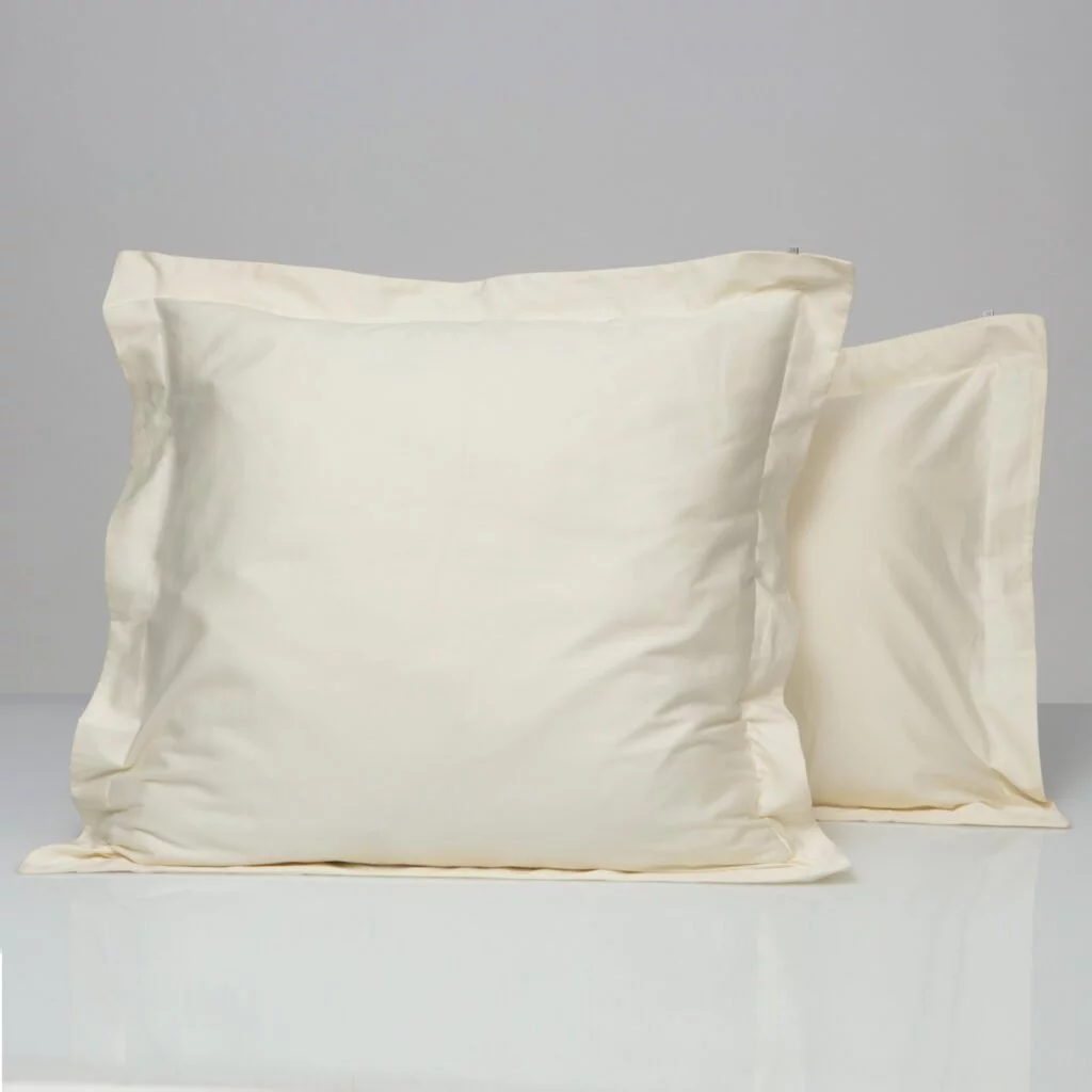 Cotton sateen oxford edge pillowcase ivory 1