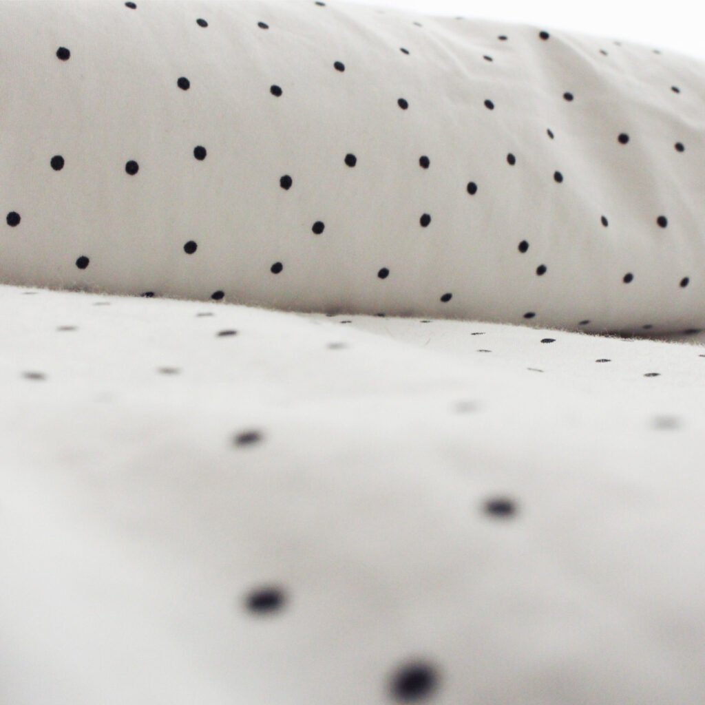 Sateen small grey dots closeup 2