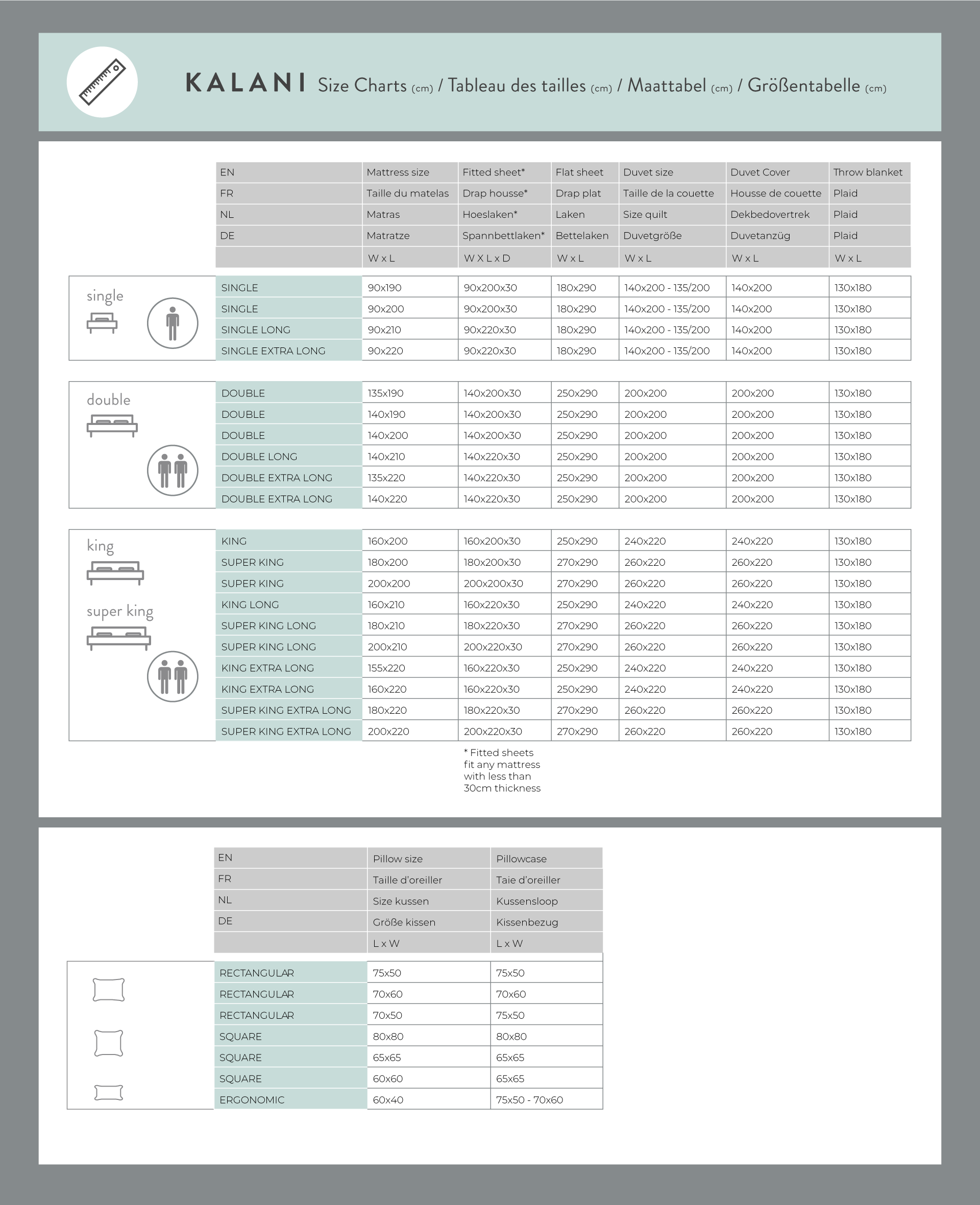 Kalani Size Guide