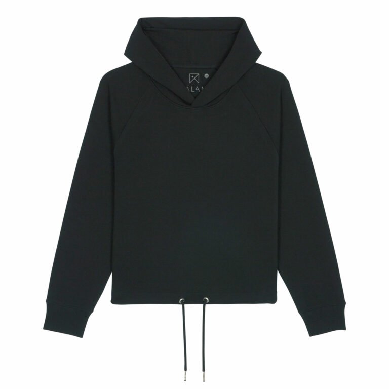 sweat women organic w hooded pullover organic w hooded pullover black front