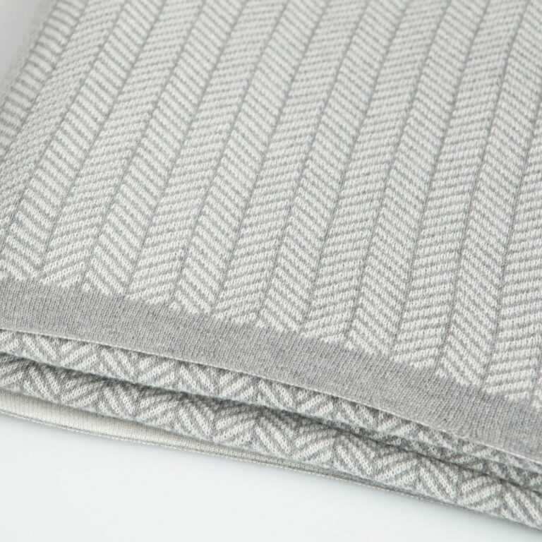 throw herringbone light grey melange+white 130x180 2